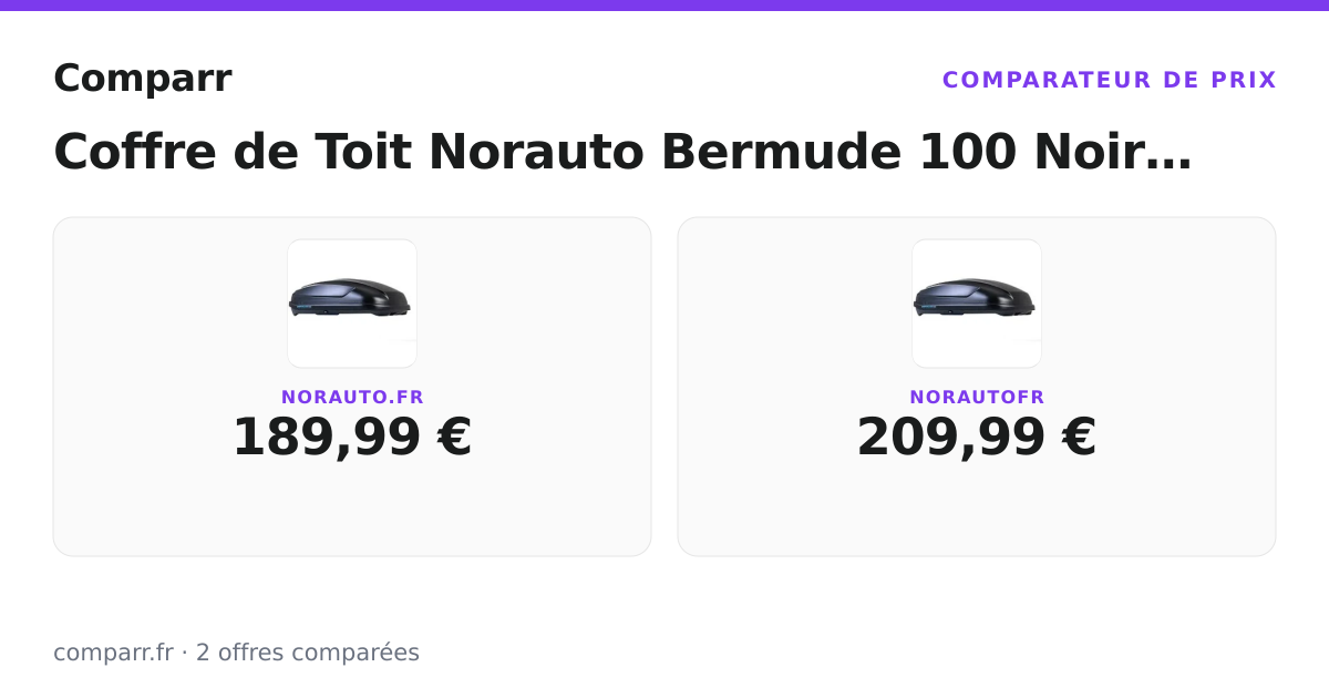 Coffre de Toit Norauto Bermude 1 : comparatif 2 prix 2026 | Comparr